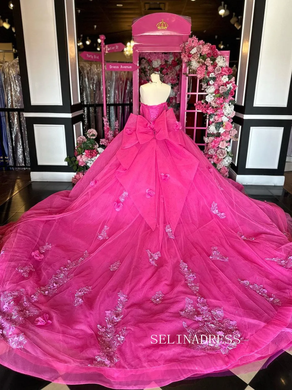 A-line Sweetheart Pink Custom Quinceañera Dress Long Princess Dresses SEW1123