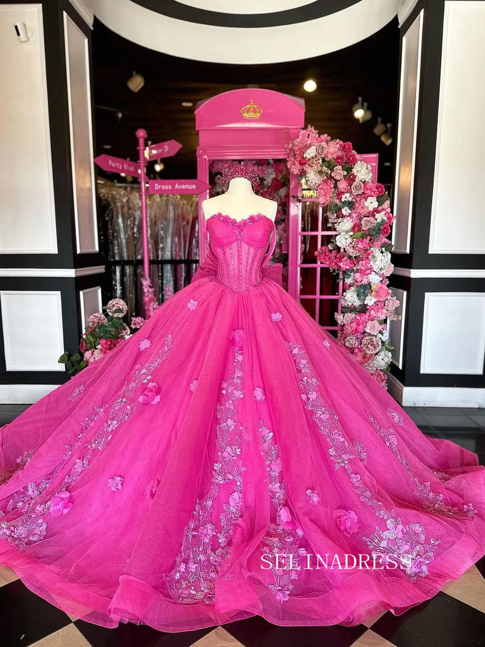 A-line Sweetheart Pink Custom Quinceañera Dress Long Princess Dresses SEW1123