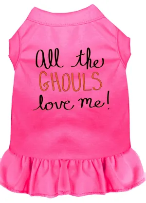 All The Ghouls Screen Print Dog Dress Bright Pink Lg (14)