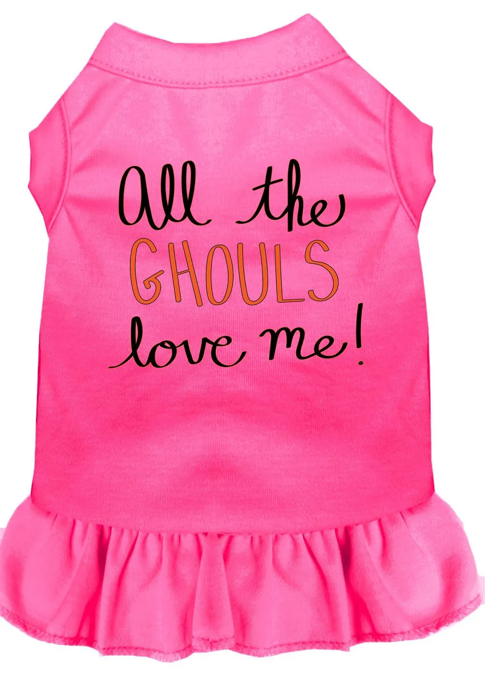 All The Ghouls Screen Print Dog Dress Bright Pink Lg (14)