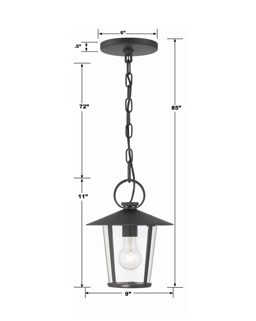 Andover 1 Light Matte Black Outdoor Pendant