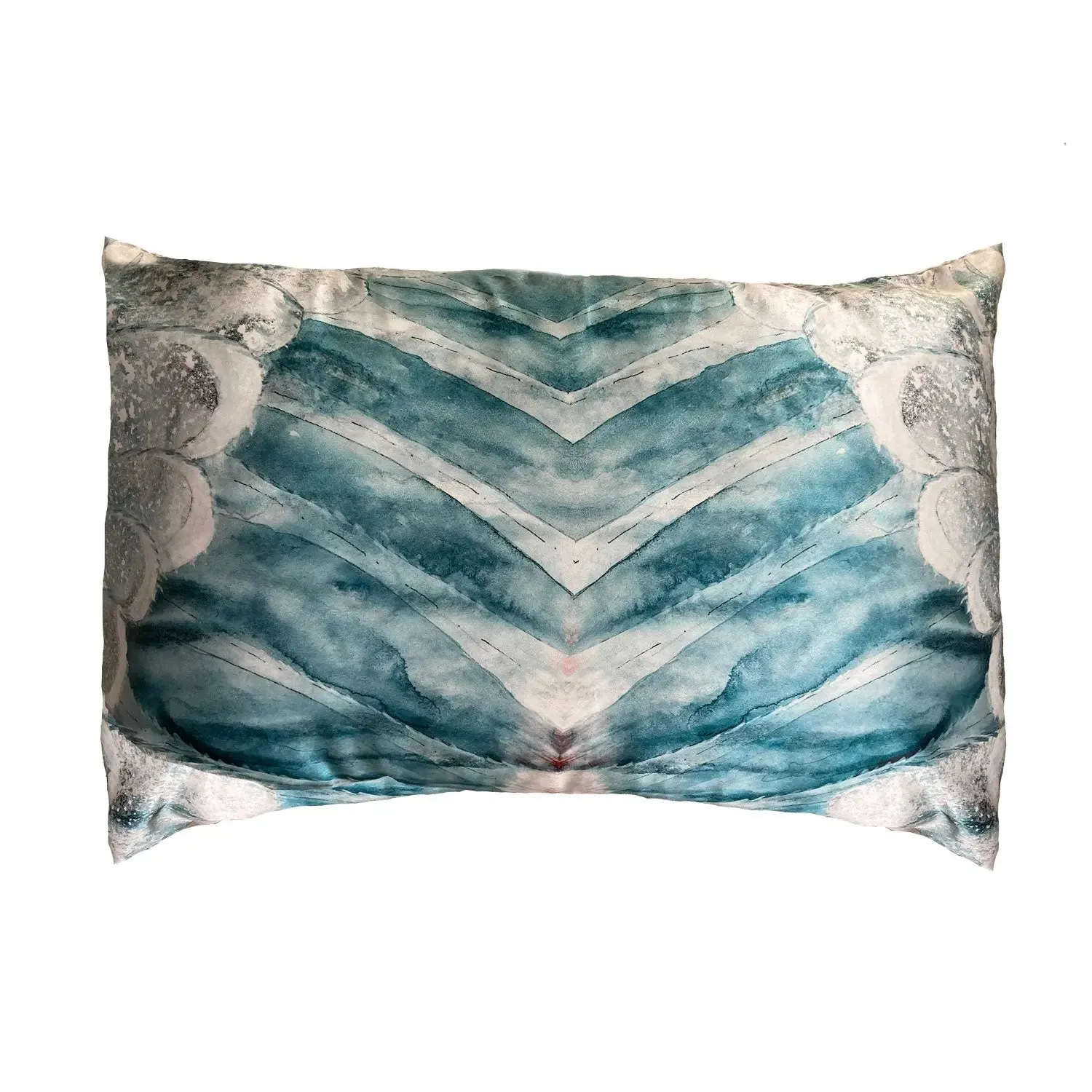 Aqua With Wing Design Silk Pillowcase