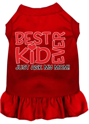 Ask My Mom Screen Print Dog Dress Red Xs (8)