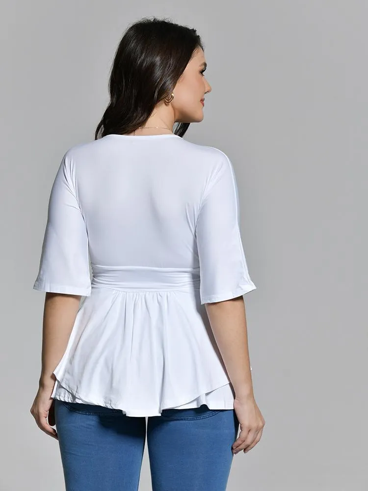 Basic Irregular V-neck Blouse