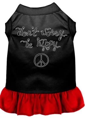 Be Hippy Screen Print Dog Dress Black With Red Med (12)