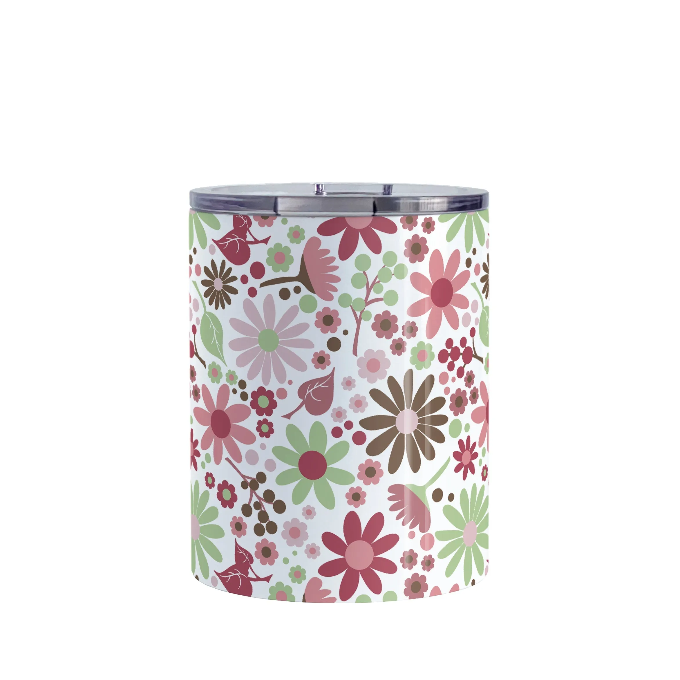 Berry Green Summer Flowers Tumbler Cup