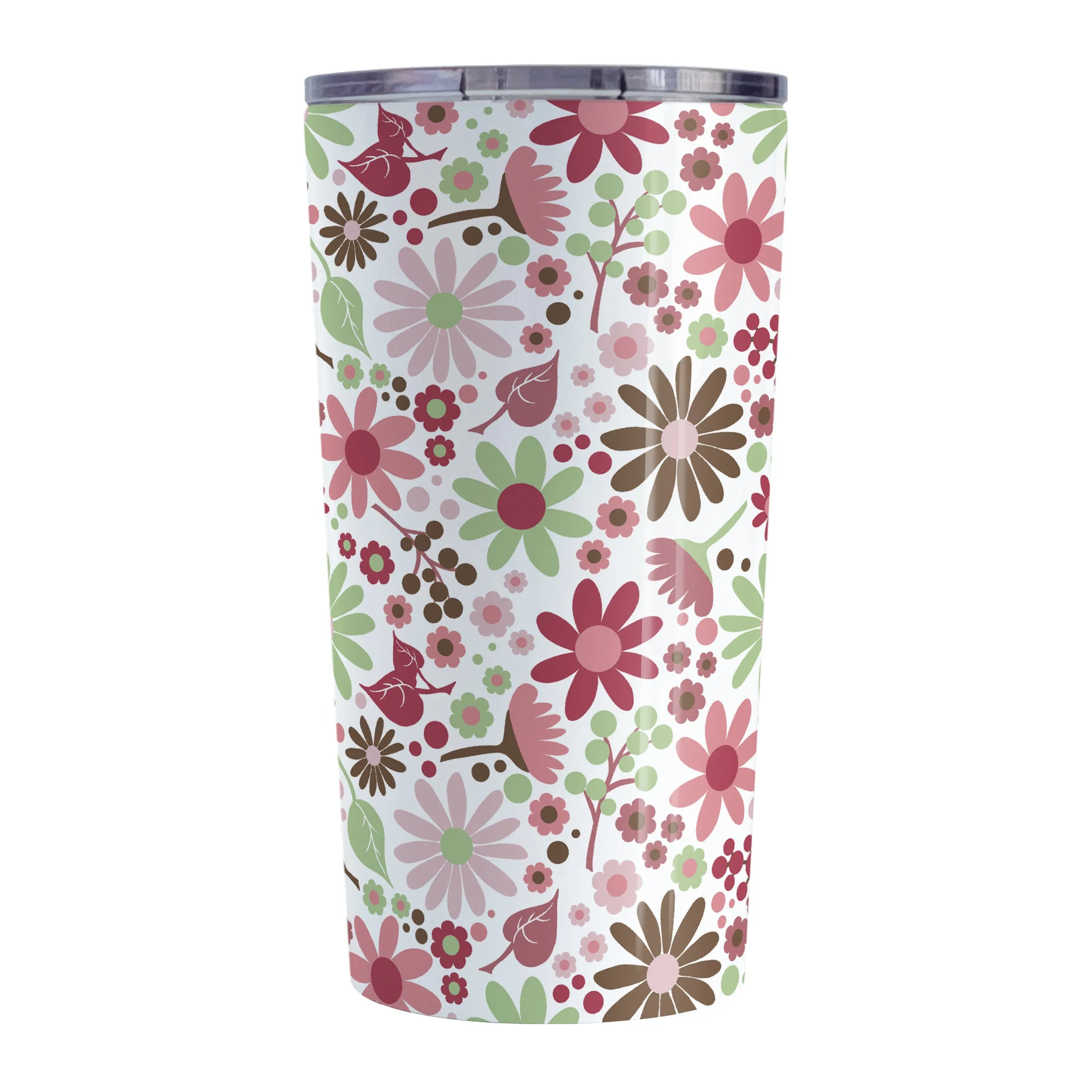 Berry Green Summer Flowers Tumbler Cup