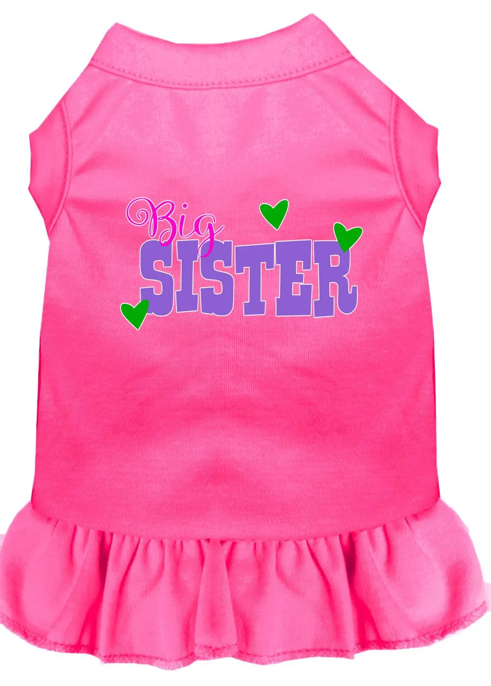 Big Sister Screen Print Dog Dress Bright Pink Xs