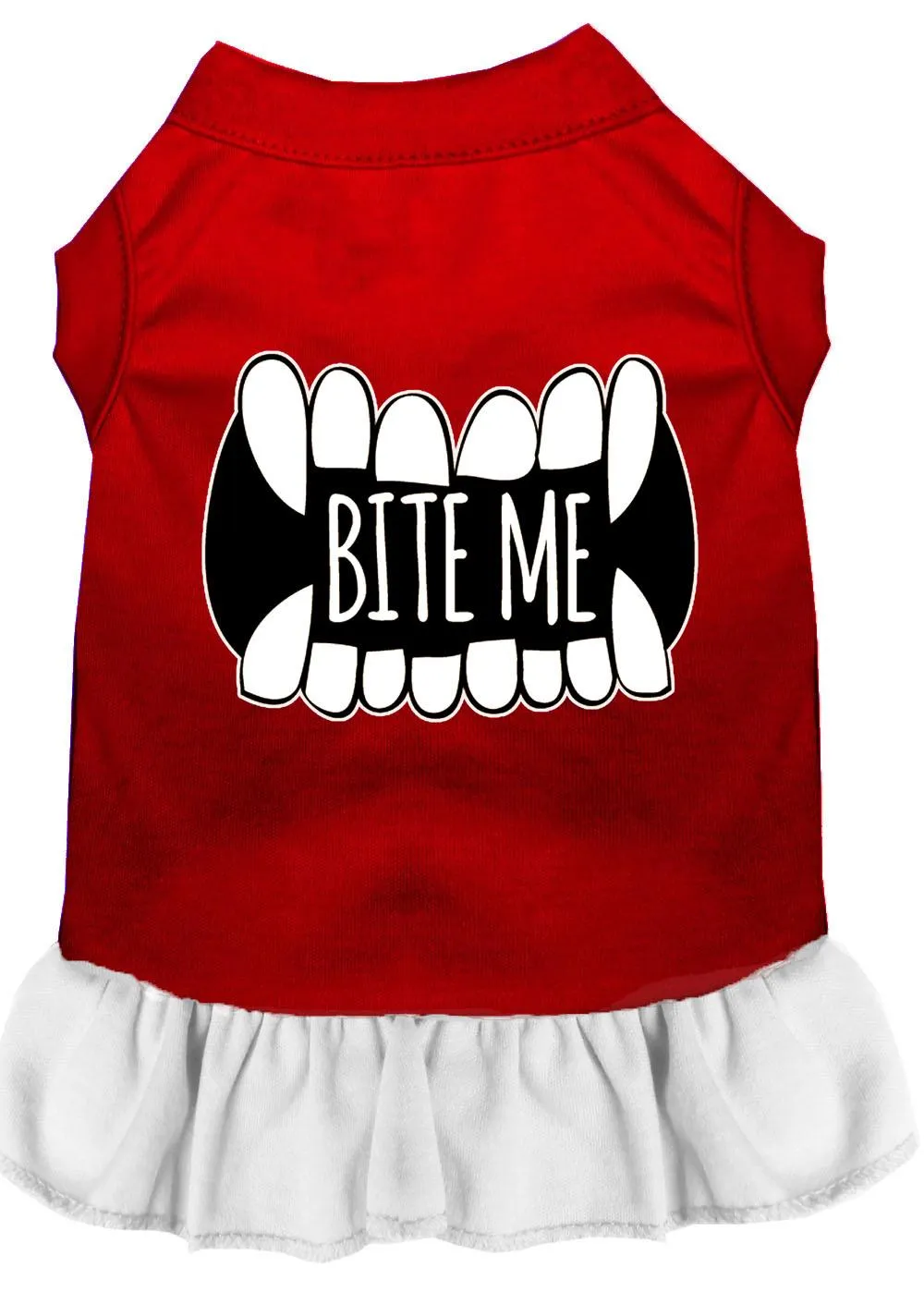 Bite Me Screen Print Dog Dress Red With White Xxxl (20)