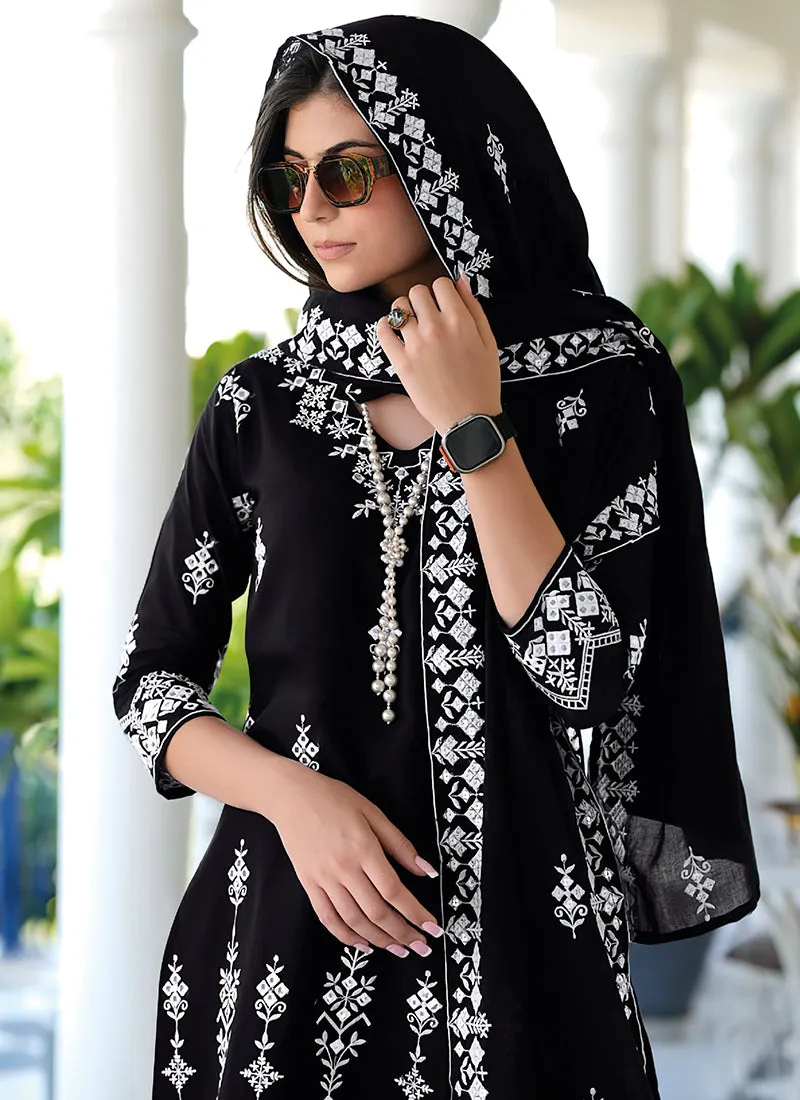 Black Lucknowi Embroidery Traditional Gharara Suit