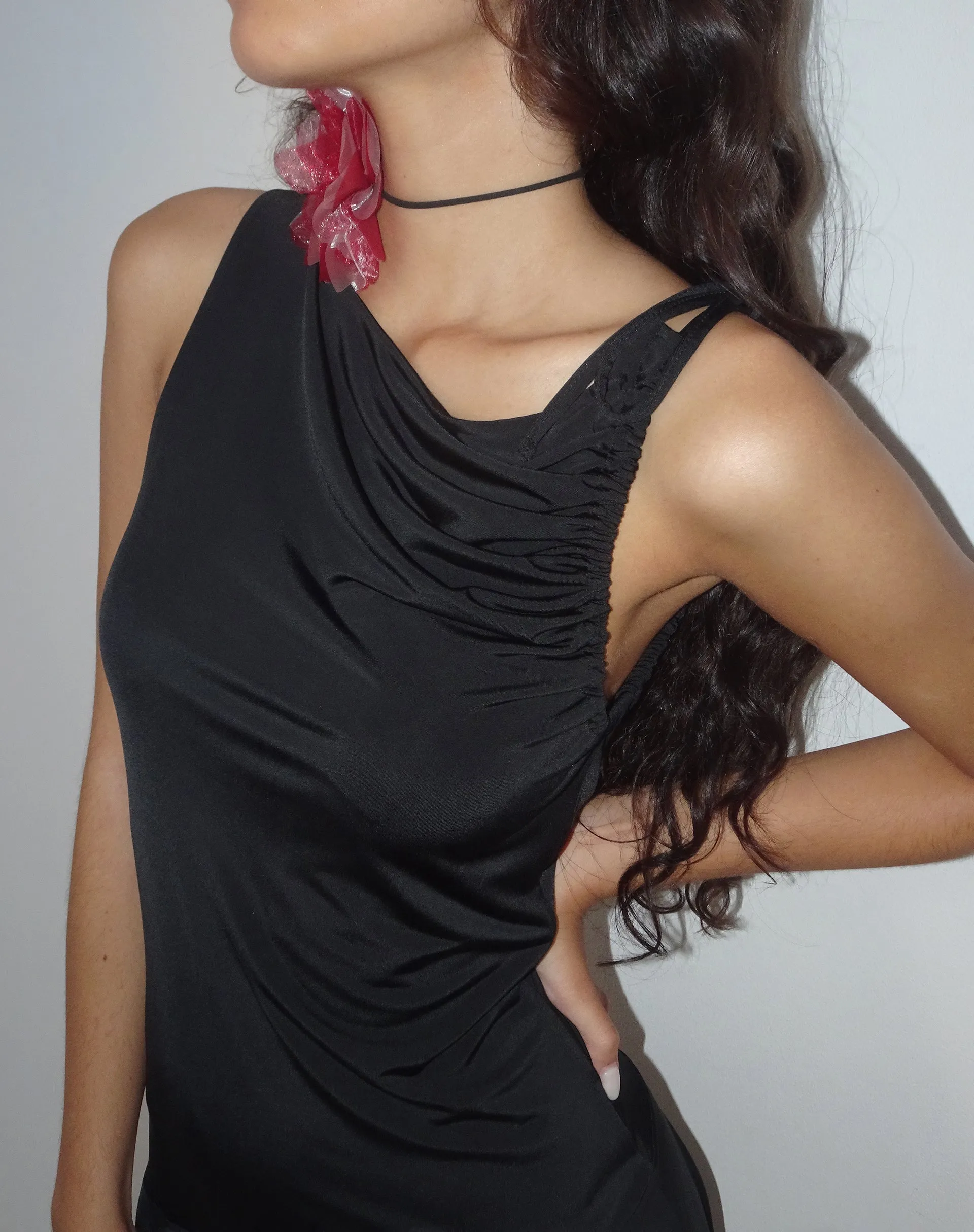 Chaya Slinky Mini Dress in Black