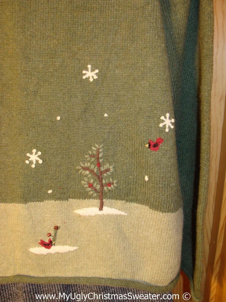 Cheap Tacky Cheesy Holiday Sweater with Snowman and Winter Wonderland (f1172)