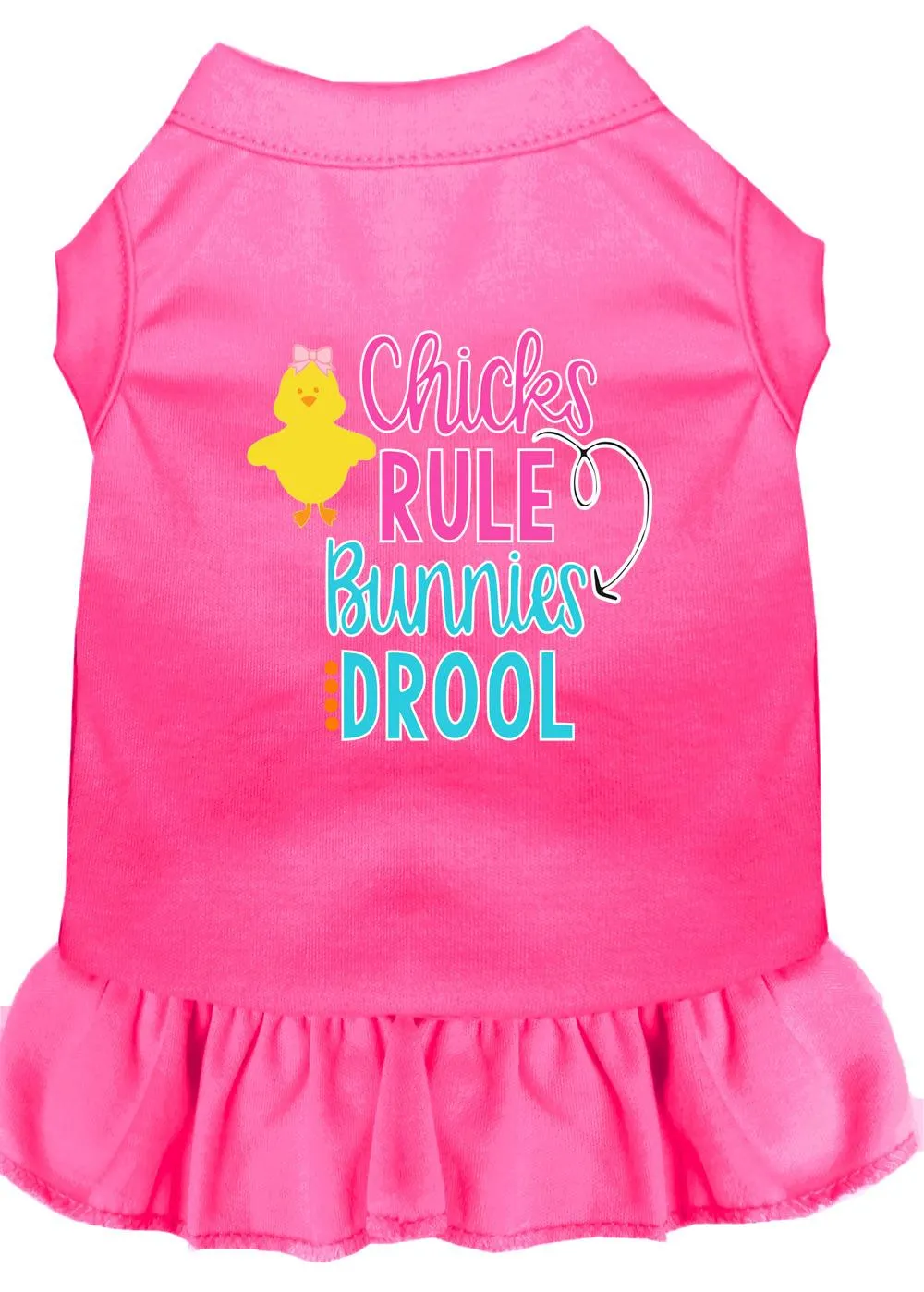 Chicks Rule Screen Print Dog Dress Bright Pink Xl (16)