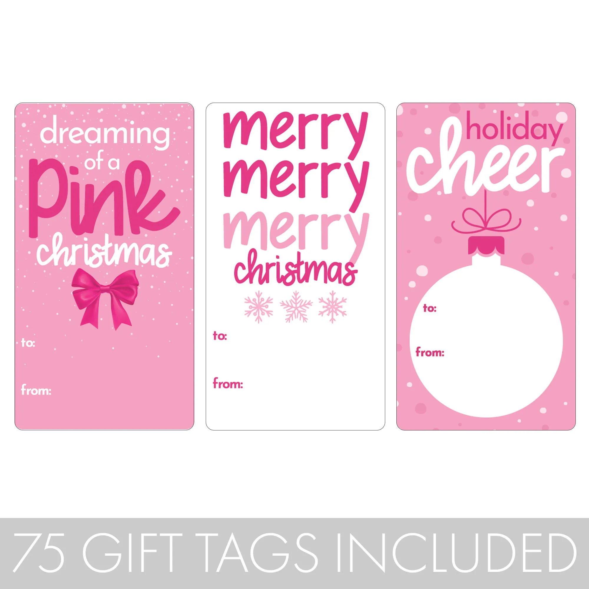 Christmas Gift Tag Stickers: Whimsical Hot Pink Christmas - 75 Stickers