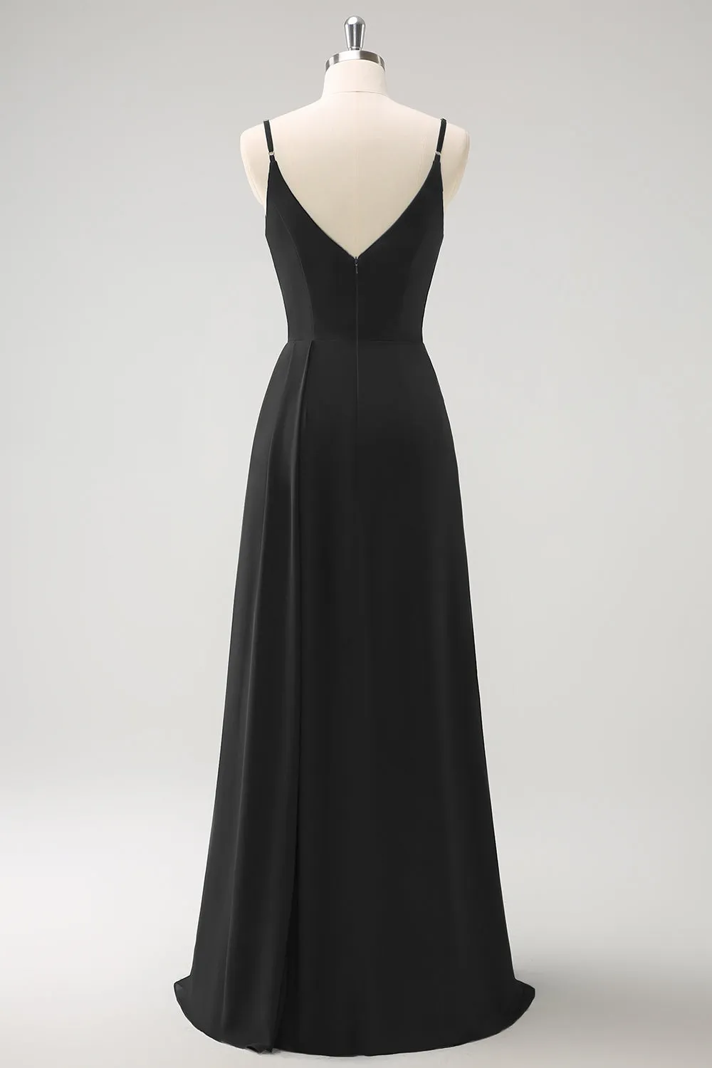 Dark Green Spaghetti Straps Ruche Long Bridesmaid Dress with Slit