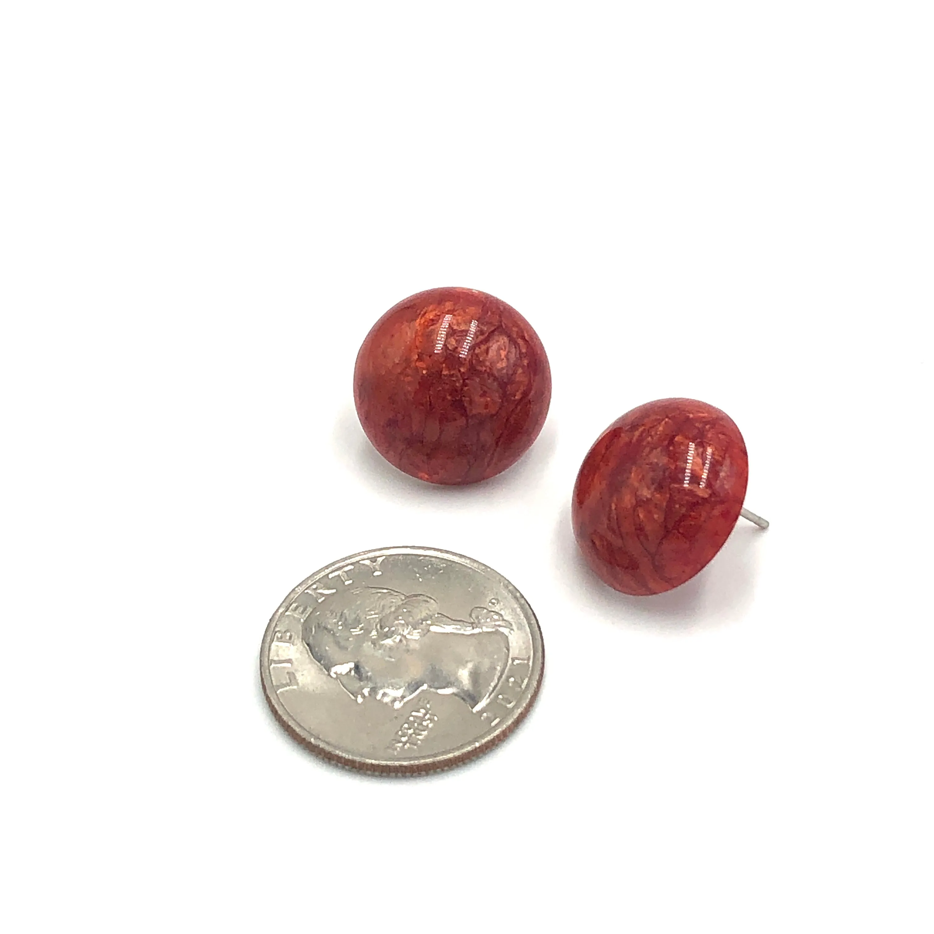 Deep Red Capiz Lucite Stud Earrings *