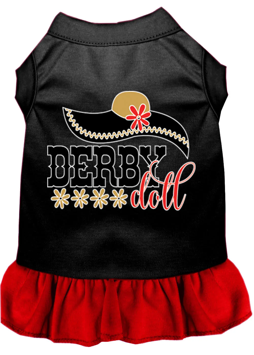 Derby Doll Screen Print Dog Dress Black With Red Xxl (18)