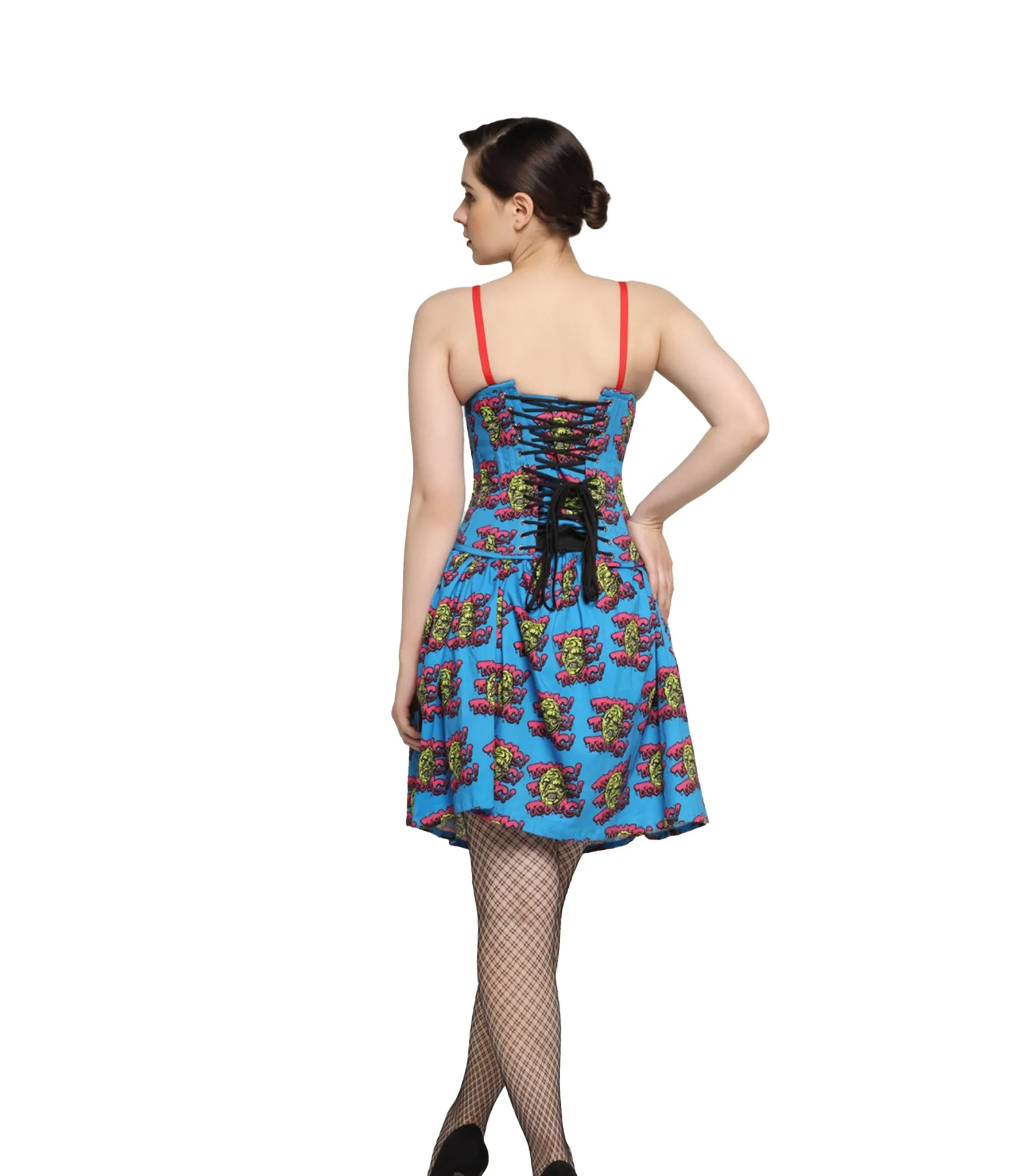 Devil printed Waist Reducing  Underbust Corset  Dress