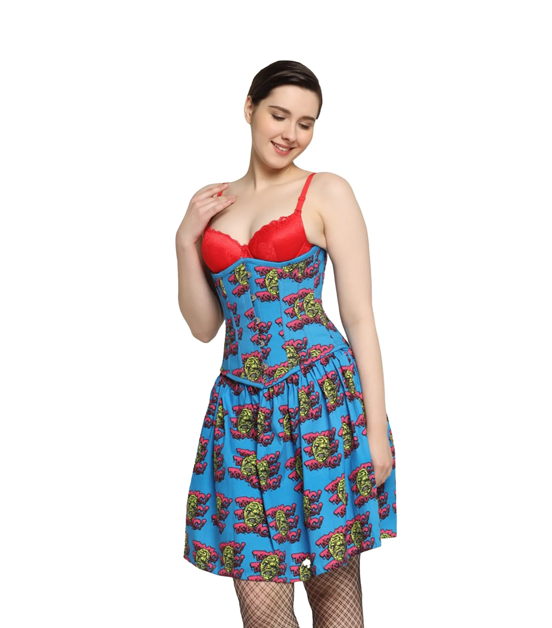 Devil printed Waist Reducing  Underbust Corset  Dress