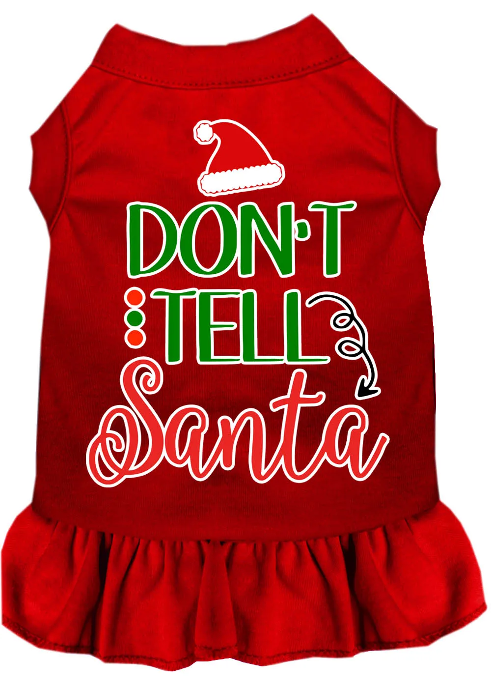 Don't Tell Santa Screen Print Dog Dress Red Xxxl