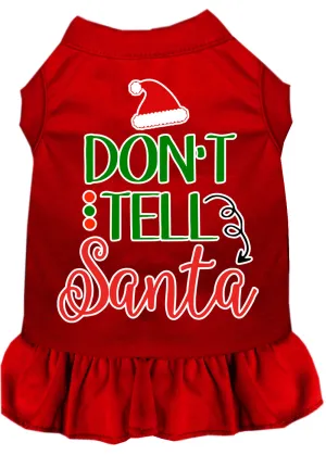 Don't Tell Santa Screen Print Dog Dress Red Xxxl