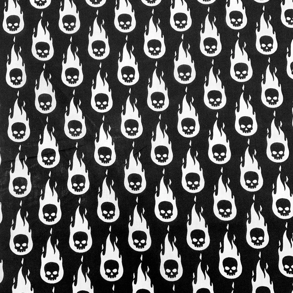 Flaming Skulls Polycotton Fabric