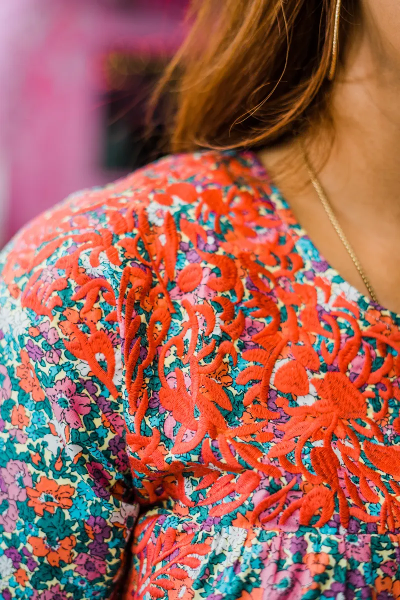 Floral Embroidered Floral Top