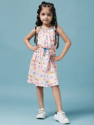 Girls Cotton Floral Printed A-Line Dress