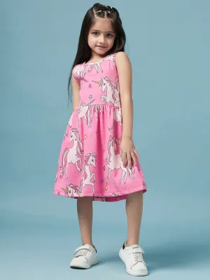 Girls Printed Cotton Dress - Ps Peaches