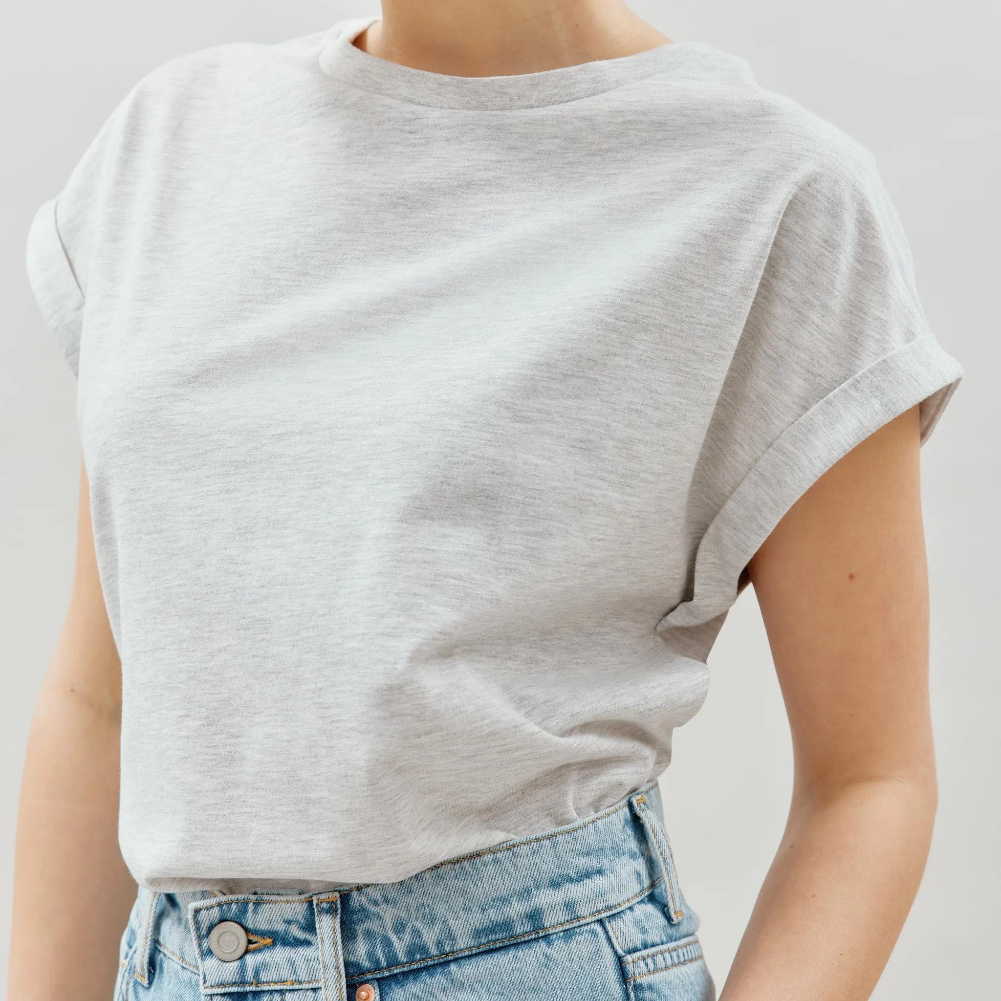 Grey Roll Back T Shirt