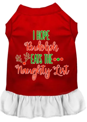 Hope Rudolph Eats Naughty List Screen Print Dog Dress Red With White Xxl