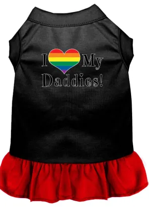 I Heart My Daddies Screen Print Dog Dress Black With Red Med