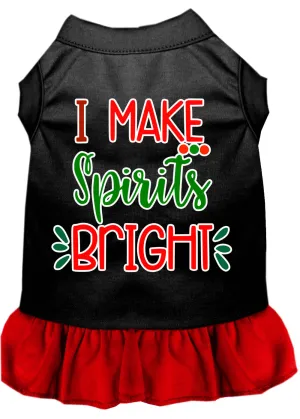 I Make Spirits Bright Screen Print Dog Dress Black With Red Sm