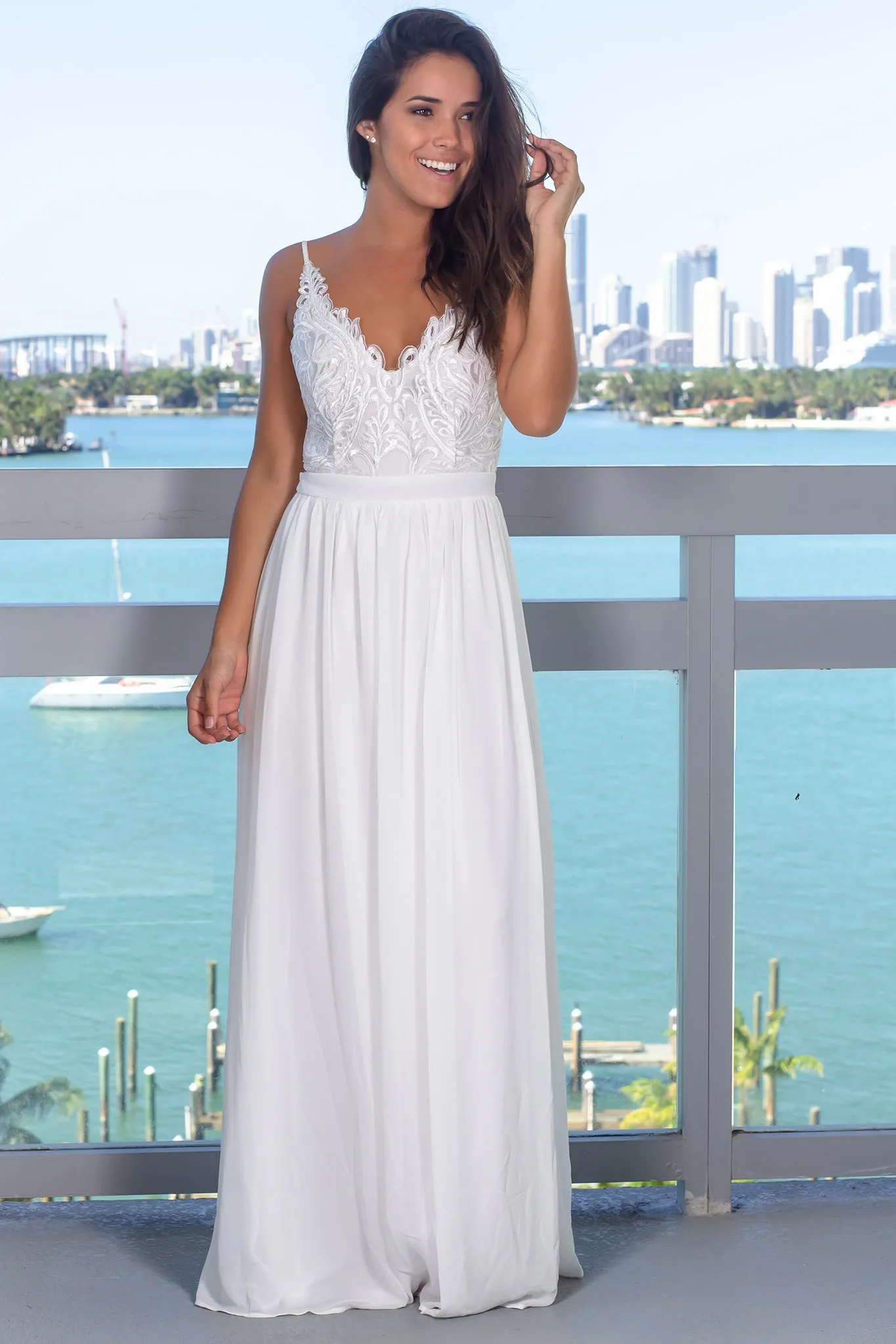 Ivory Maxi Dress with Open Back