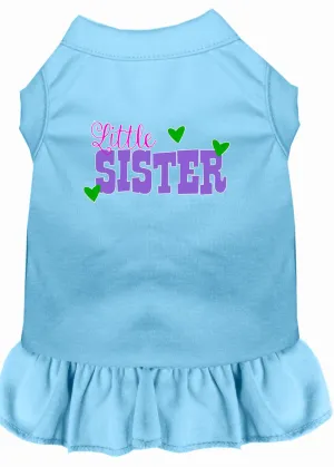 Little Sister Screen Print Dog Dress Baby Blue Xl