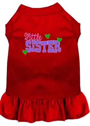 Little Sister Screen Print Dog Dress Red Xl