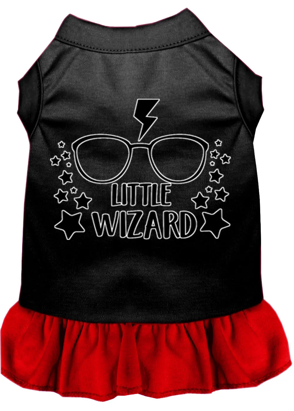 Little Wizard Screen Print Dog Dress Black With Red Med (12)