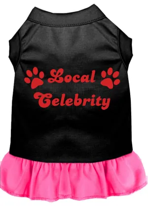 Local Celebrity Screen Print Dress Black With Bright Pink Sm (10)