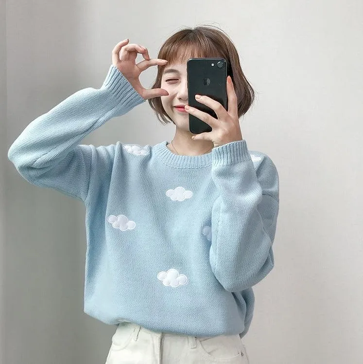 Loose Cloud Sweater for Women  Soft Cozy Relaxed Fit Winter Knitwear