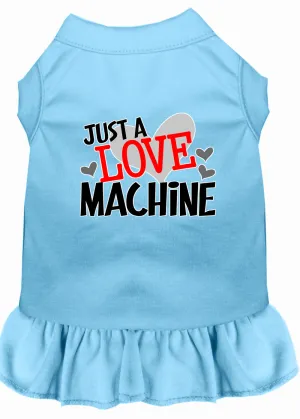 Love Machine Screen Print Dog Dress Baby Blue Lg