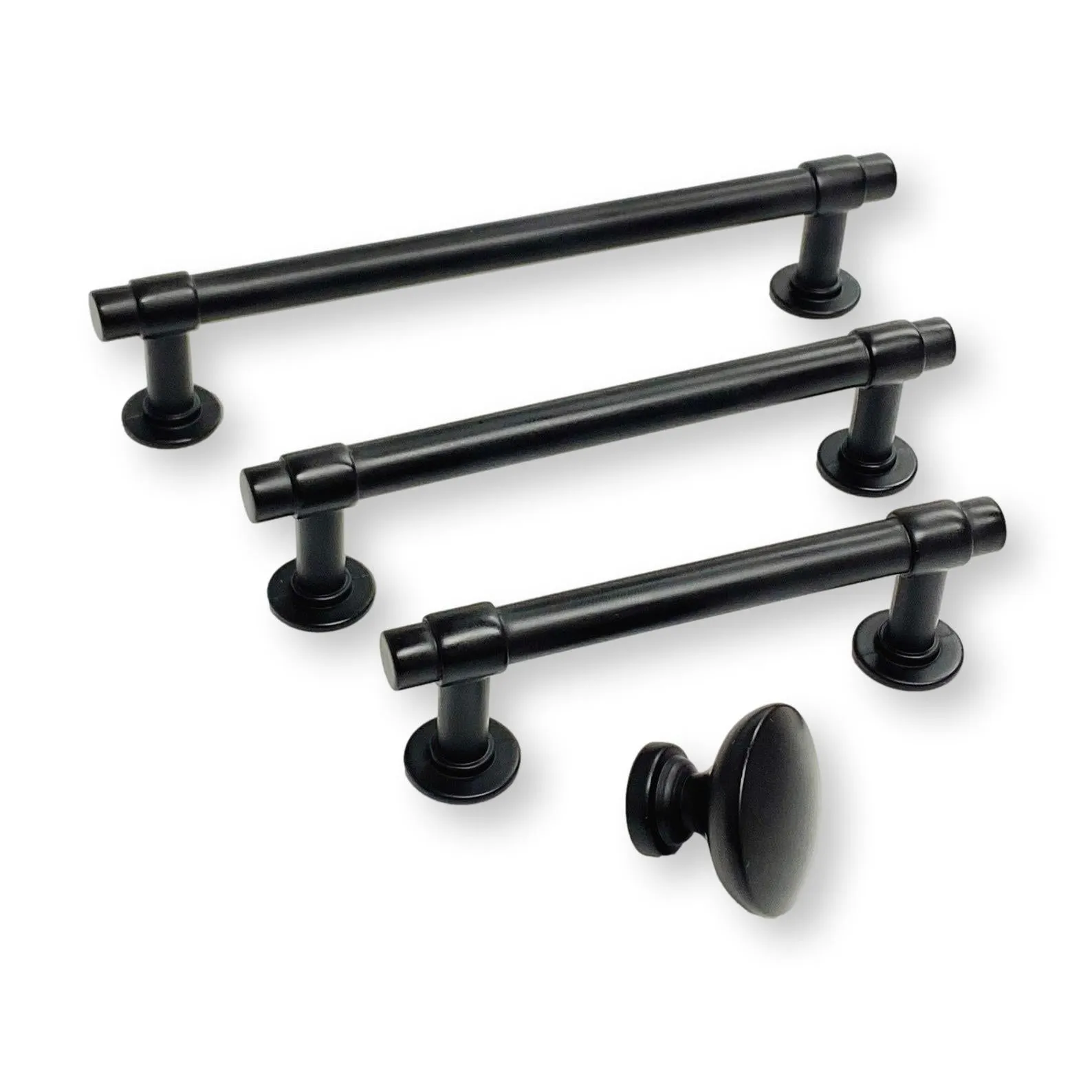 Matte Black "Farmhouse" Cabinet Knob and T-Bar Drawer Pulls