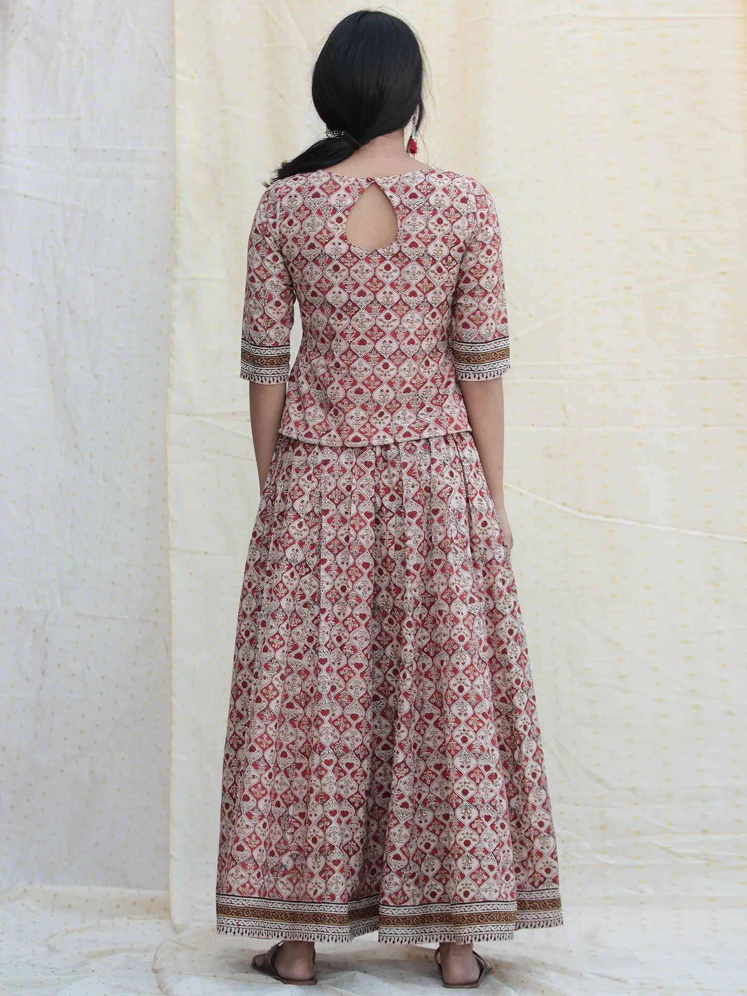 Naaz Rooh - Hand Block Printed Long Top And Skirt Dress - DS78F001