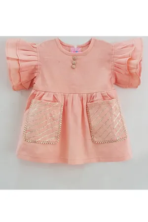 Peach gota embroidered dress