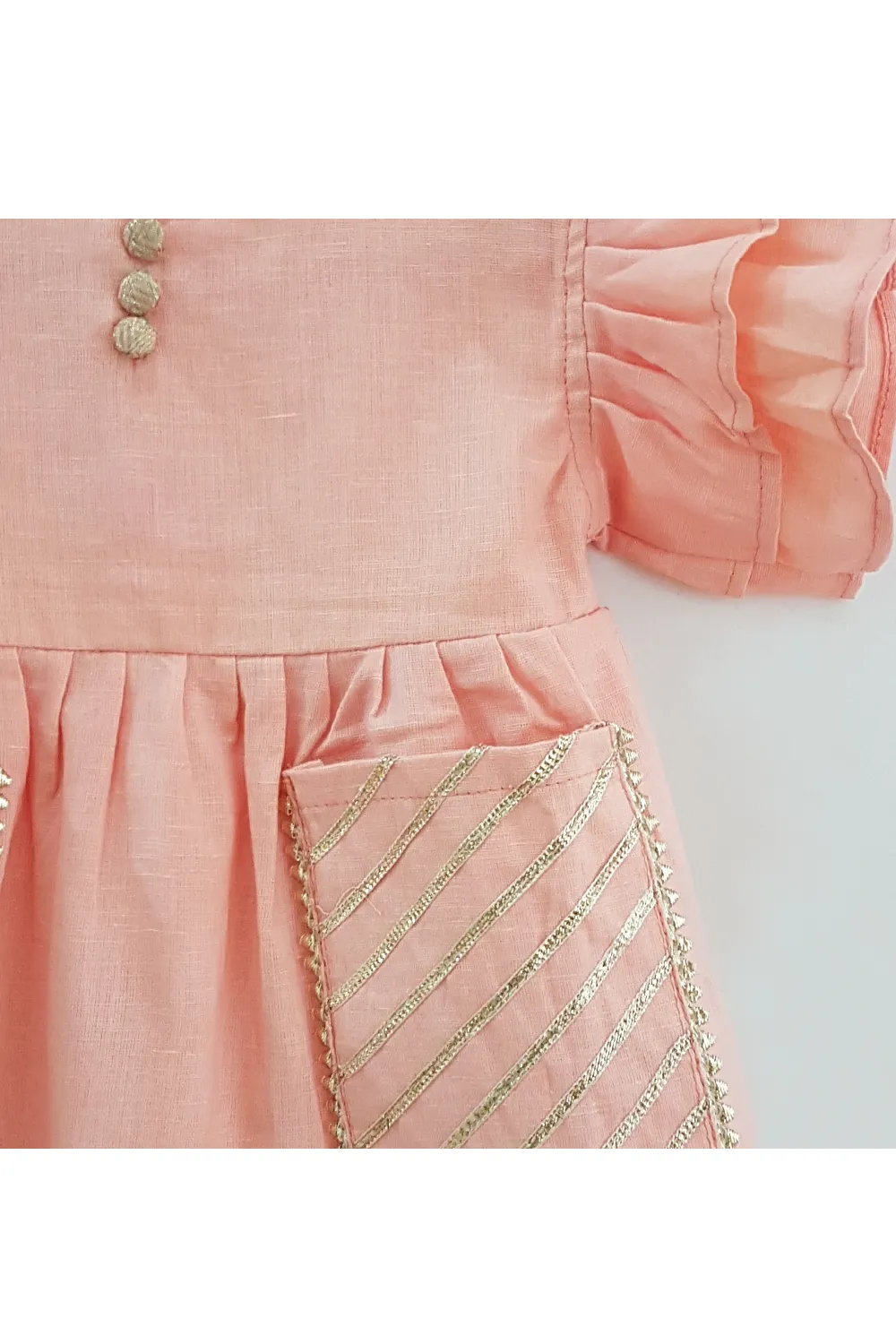 Peach gota embroidered dress