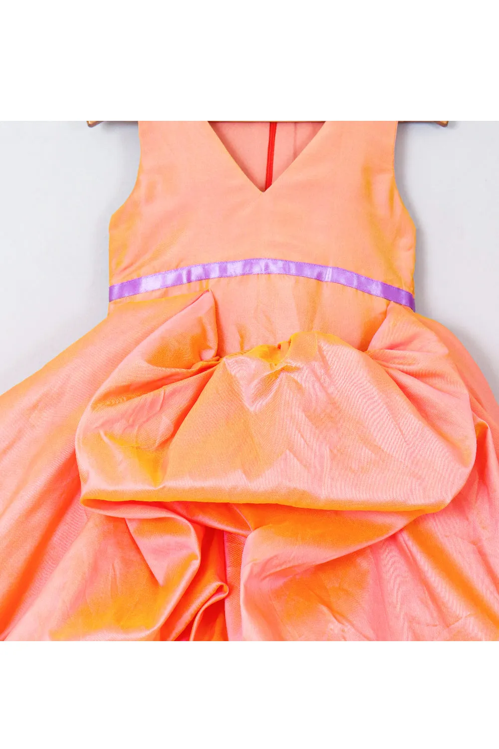 Peach Silk Sleeveless Balloon Dress