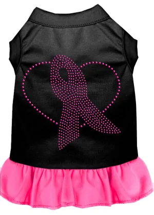 Pink Ribbon Rhinestone Dress Black With Bright Pink Sm (10)