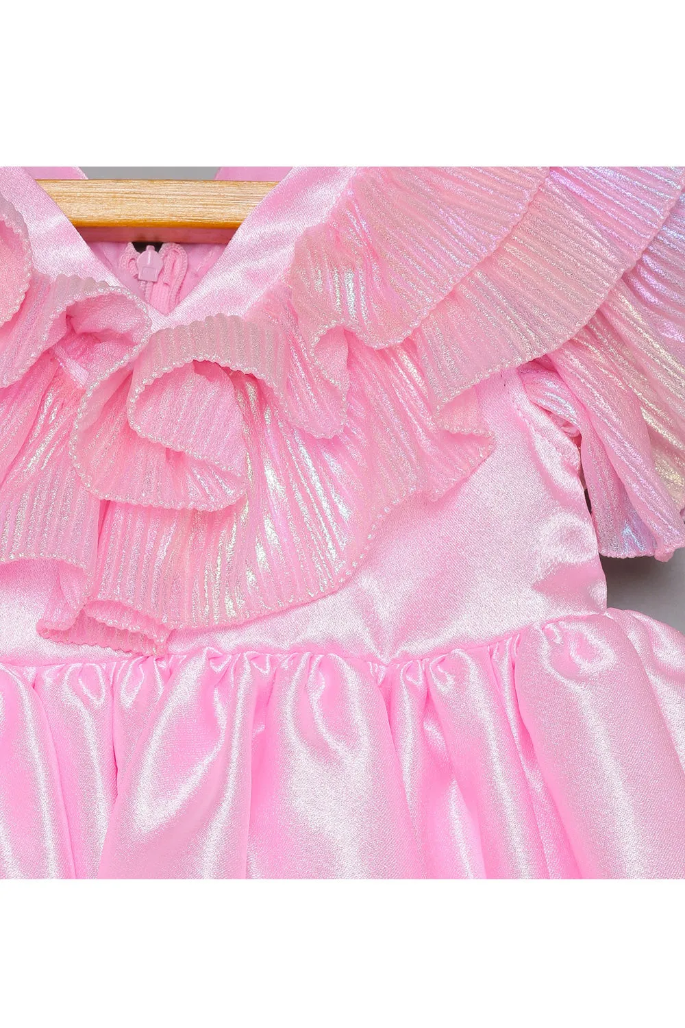 Pink Ruffle Holographic Dress