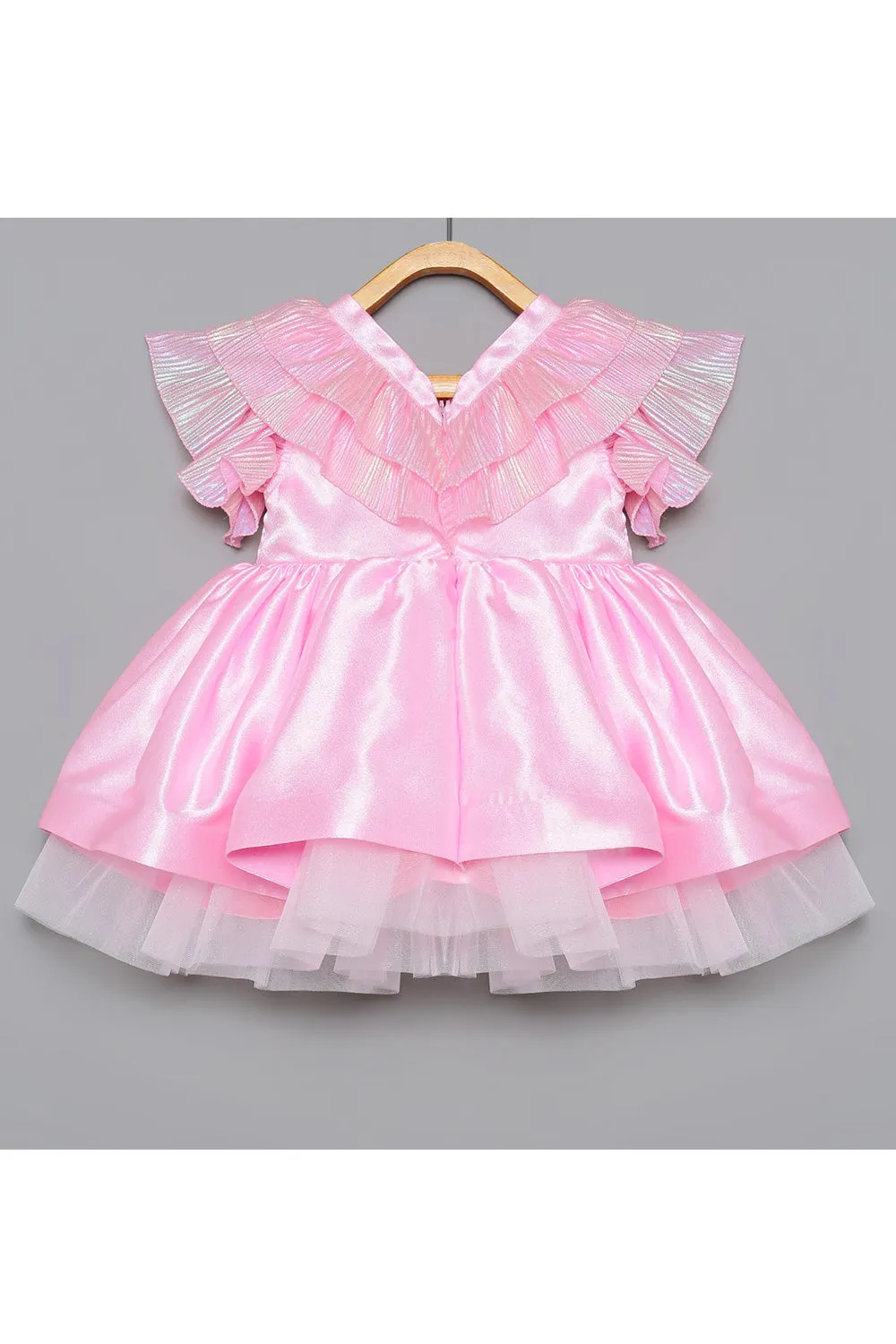 Pink Ruffle Holographic Dress