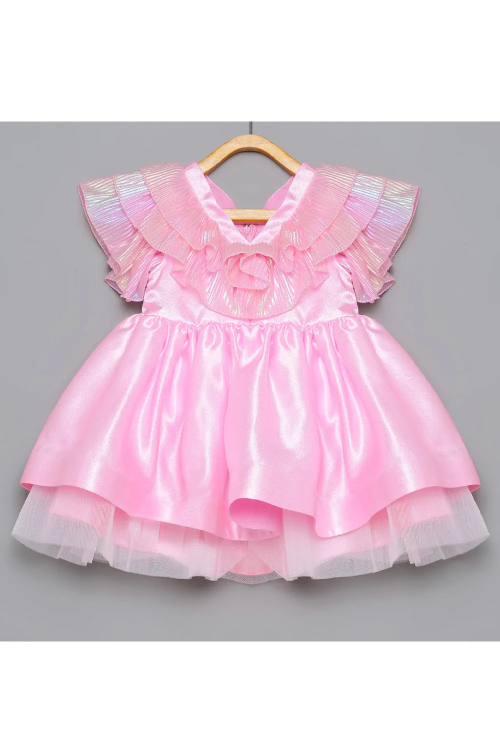 Pink Ruffle Holographic Dress