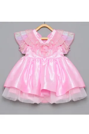 Pink Ruffle Holographic Dress